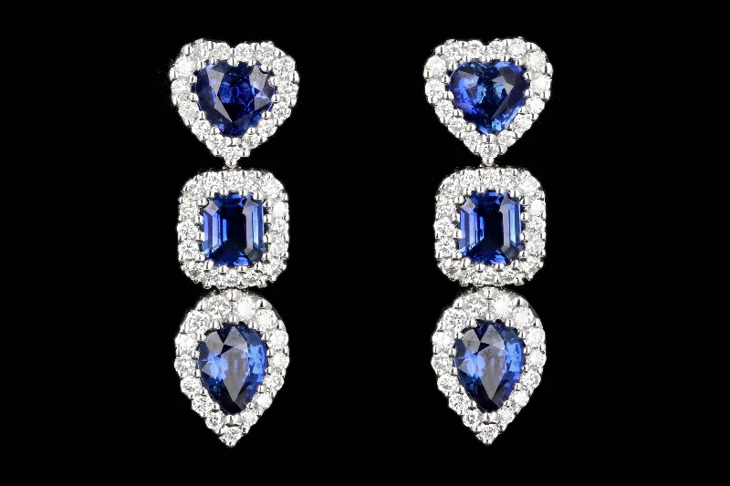 Gregg Ruth 18K White Gold Sapphire and Diamond Earrings