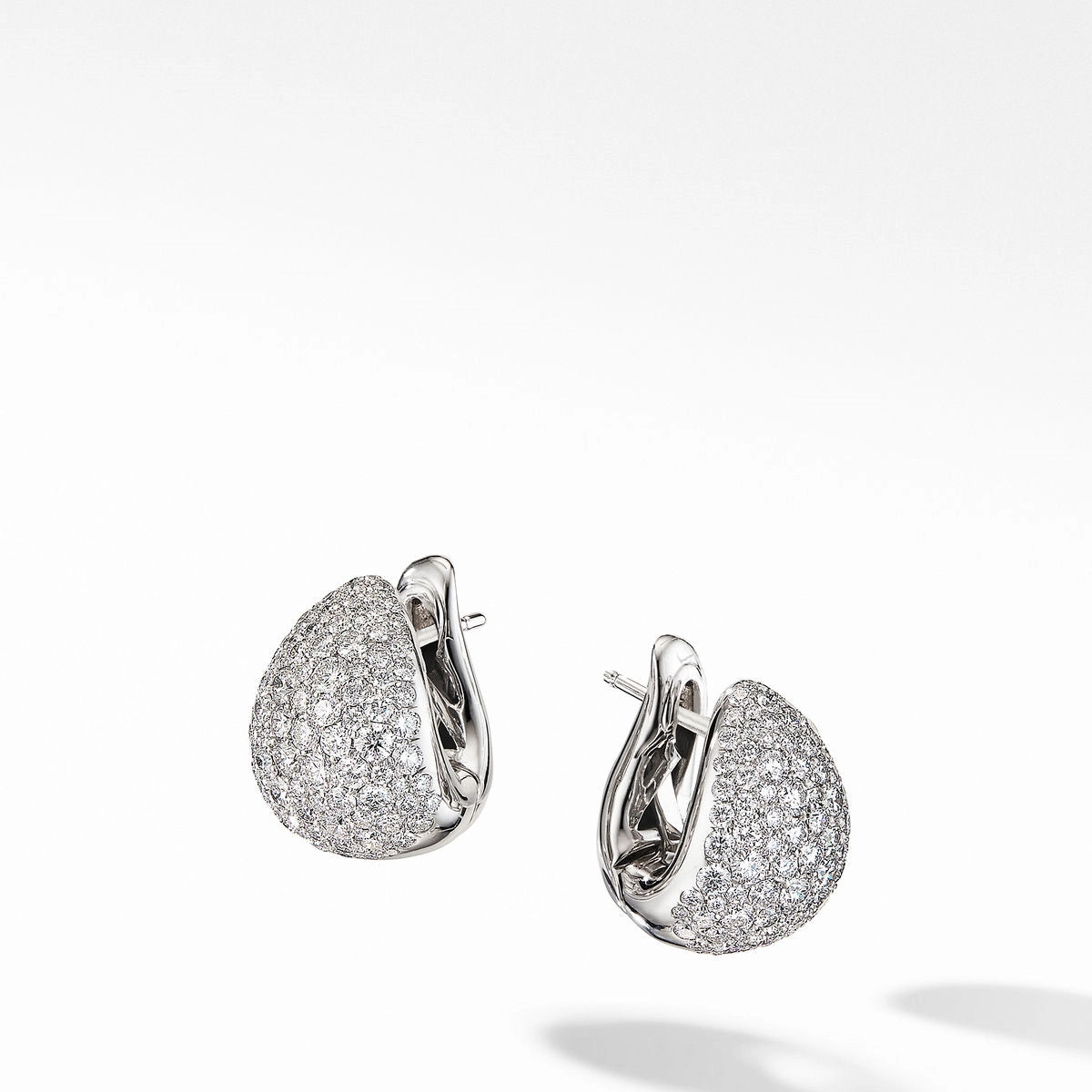 David Yurman Pave' Pear Shape Huggie Earrings