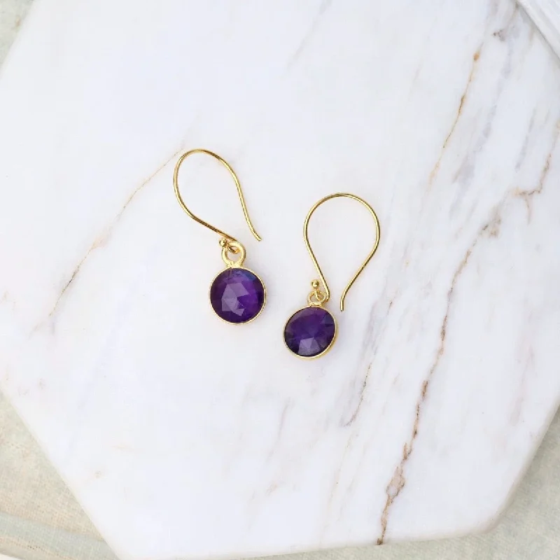 8mm Amethyst Coin Earrings