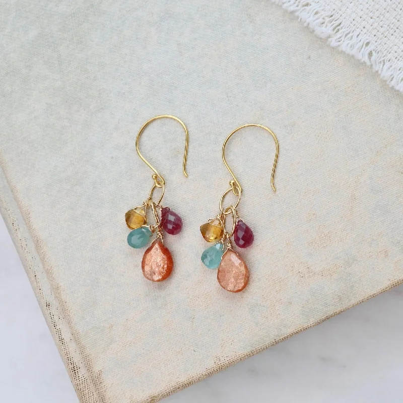 Golden Link Earrings with Sunstone