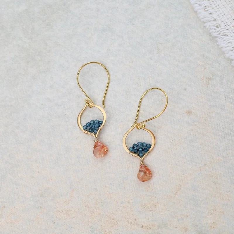 Tiny Arabesque Earrings with Sunstone