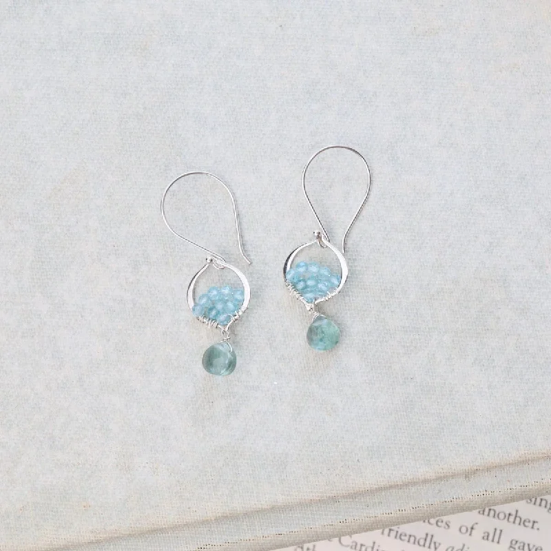 Tiny Arabesque Earrings in Green Quartz