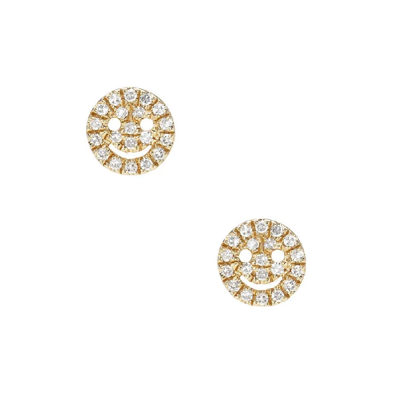 Petite Smiley Face Pave Post Earrings