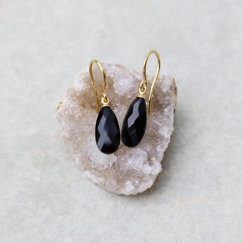 Wire Faceted Black Spinel Earrings