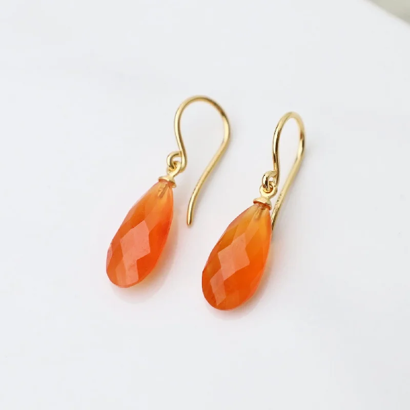 Wire Faceted Carnelian Earrings