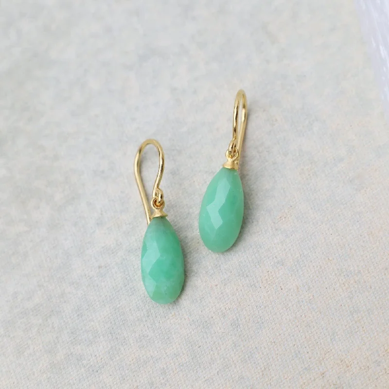 Wire Faceted Chrysoprase Earrings