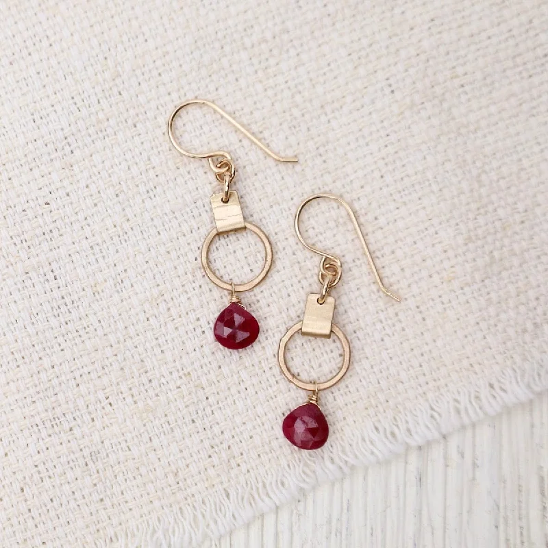 Mini Circle with Ruby Earrings