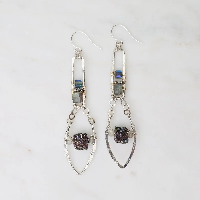 Pyrite Druzy and Labradorite Earrings