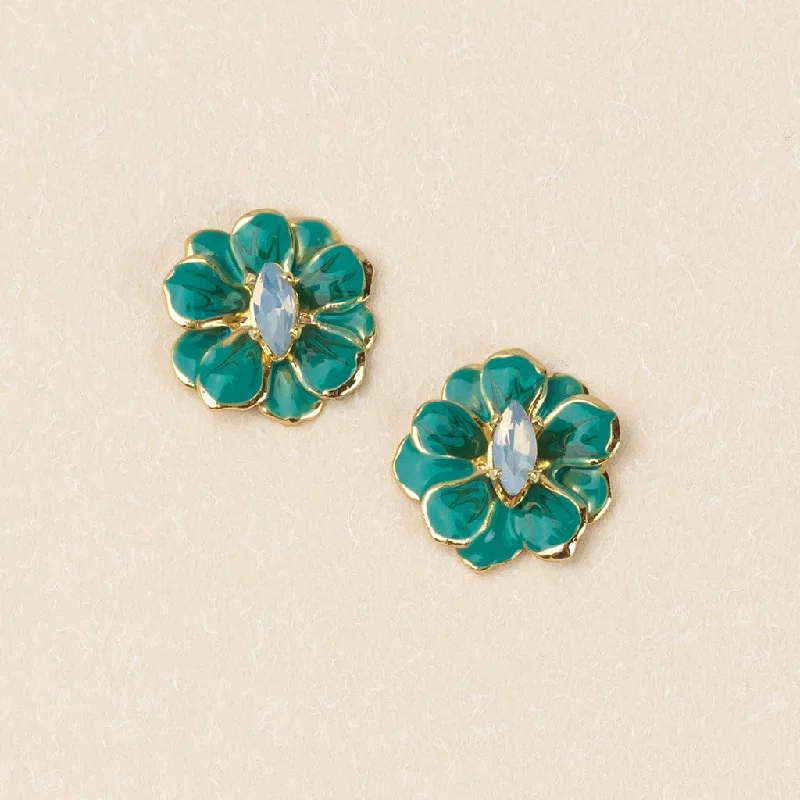 Sparkle & Shine Small Enamel Flower Earrings - Turquoise