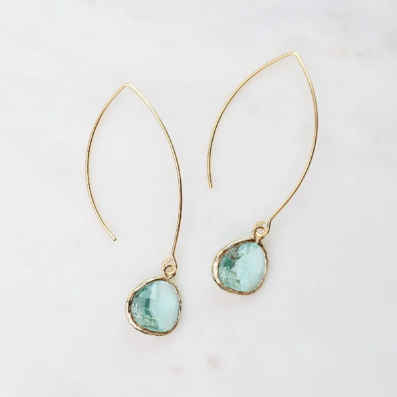 Gold Plated Gem Dangle Earrings - Erinite