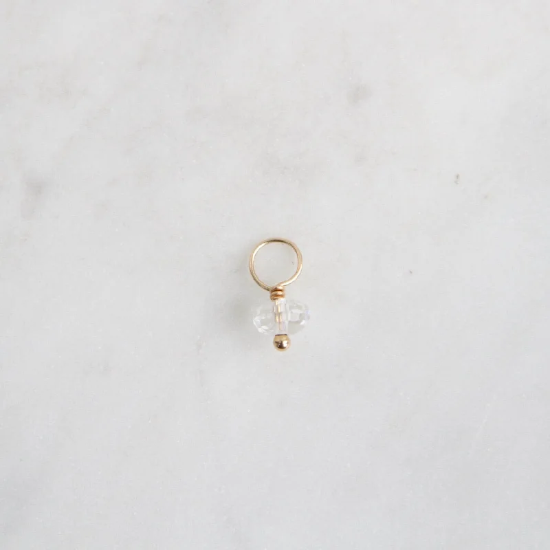 Clear Quartz -  Faceted Rondelle Gemstone on 14K Gold Wire