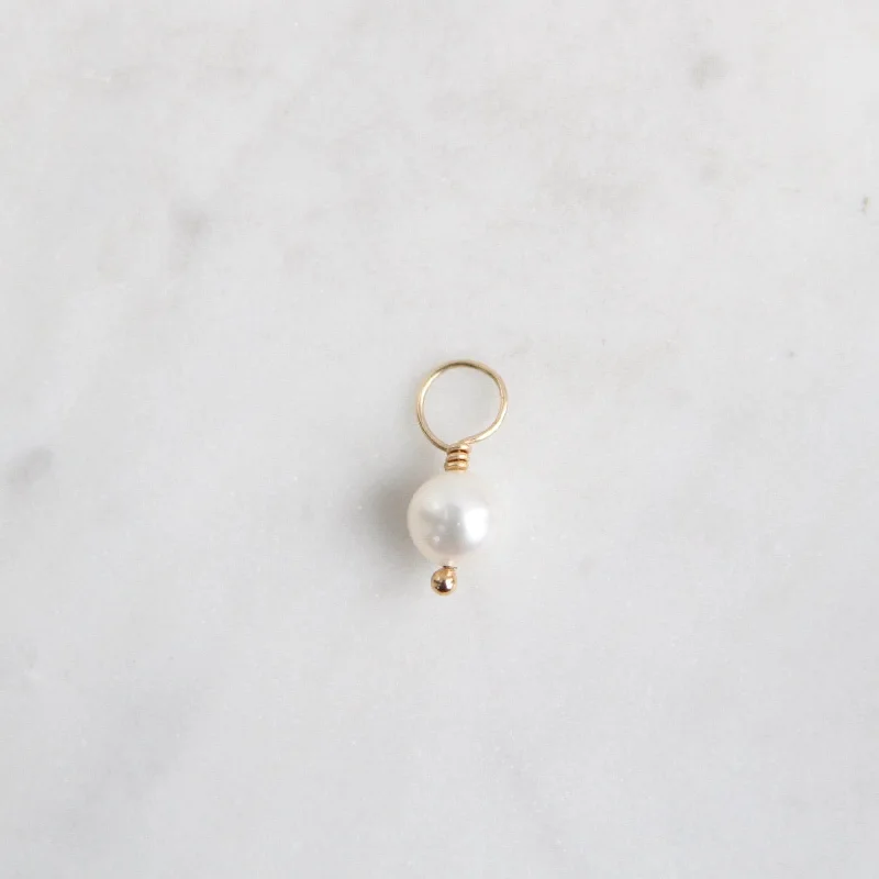 White Pearl -  Round Gemstone on 14k Gold Wire