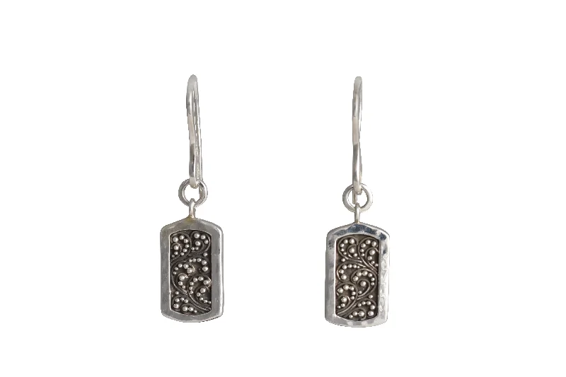 Lois Hill Sterling Silver Rectangle Dangle Earrings (Estate - Estimated Retail When New $95)