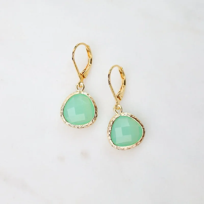 Gold Plated Lever Back Tide Gemstone Earrings