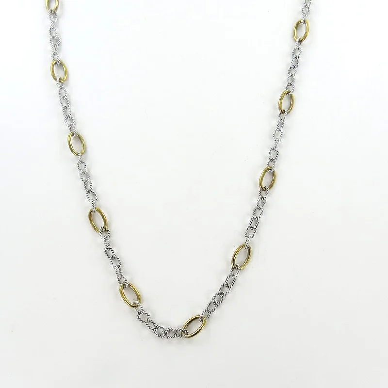 Twisted Link with Brass Rings Necklace Chain ~ 18"