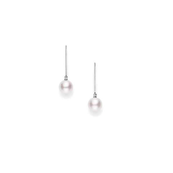 Mikimoto 18K White Gold 7mm Pearl Dangle Earrings