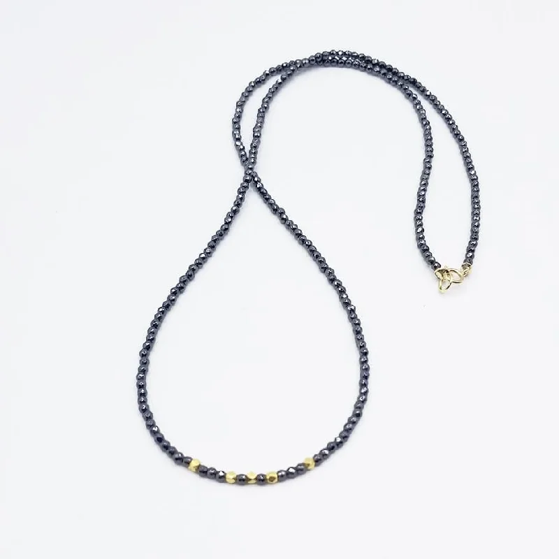 Hematite with 18K Hex Beads Necklace