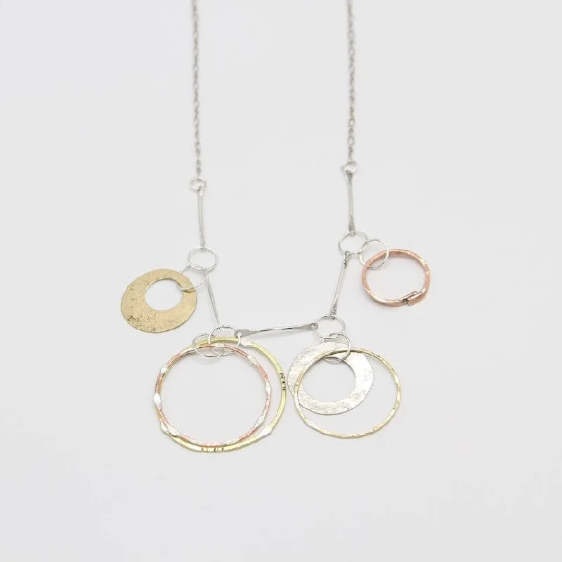 Mixed Metal Dangly Circles Necklace