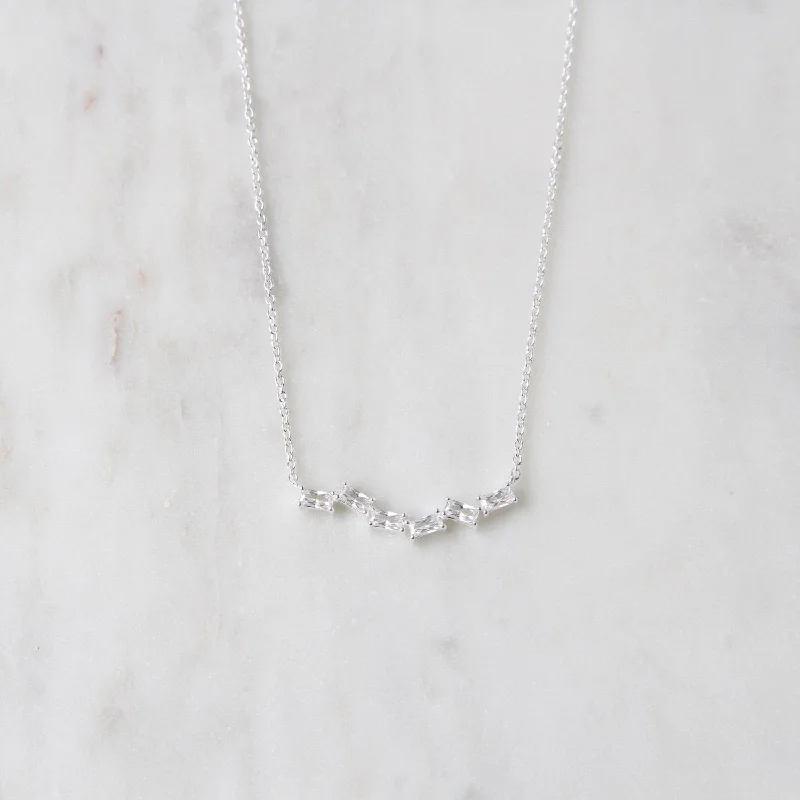 Zig Zag Scattered Baguette Necklace