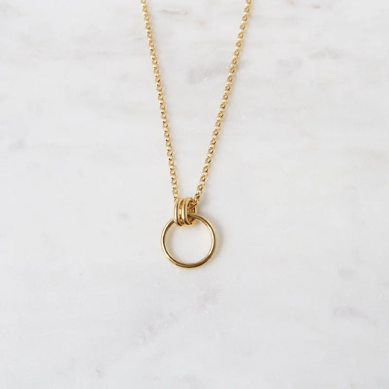 Vermeil Circle with Double Rings Necklace