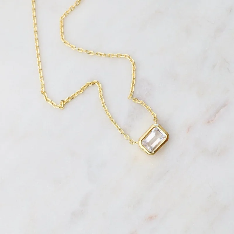 Vermeil White Topaz Solitaire Necklace