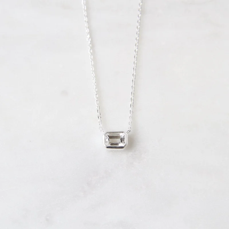 White Topaz Solitaire Necklace