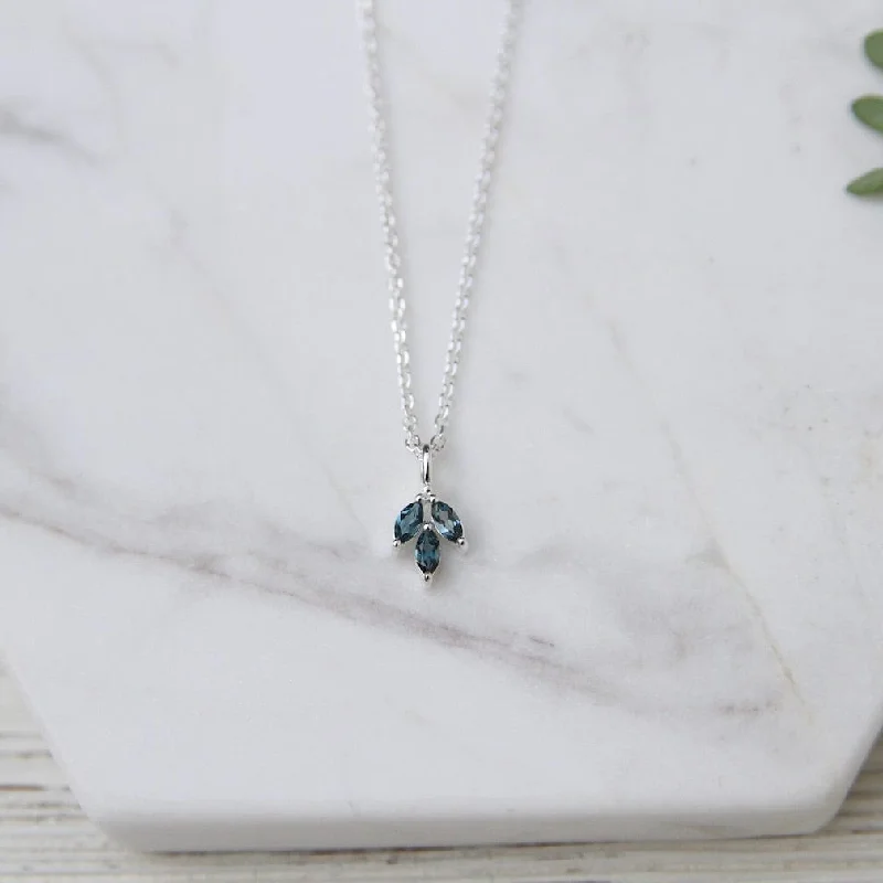 Three Leaf Marquis London Blue Topaz Necklace