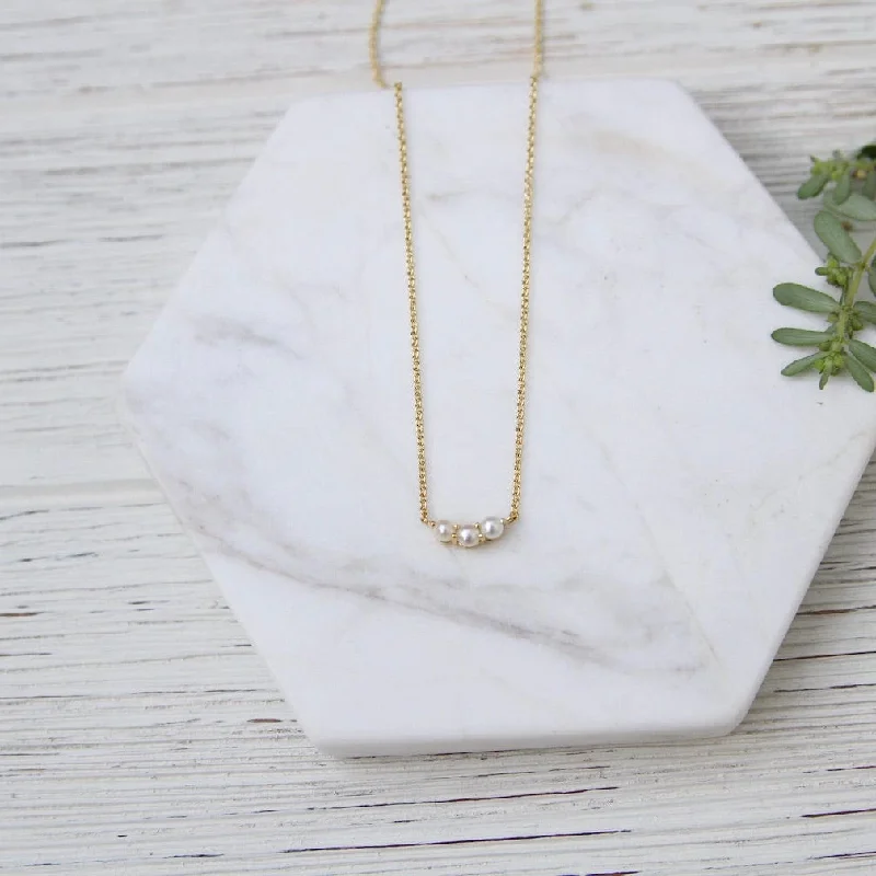 Little Curve with Three White Freshwater Necklace