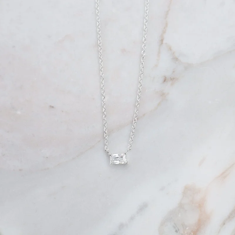 Baguette Solitaire CZ Necklace