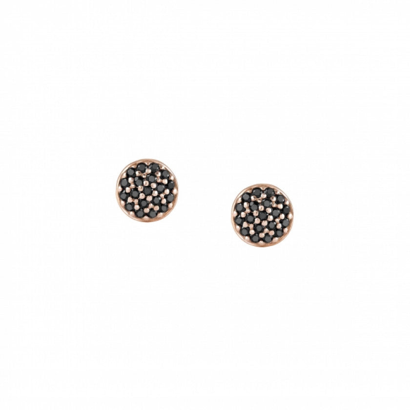 Nomination Gioie Sterling & Rose Gold Plated Earrings with Round Black CZ