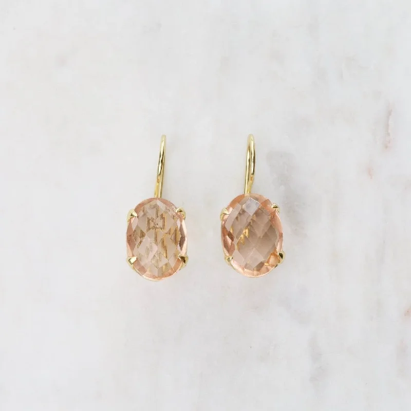 Morganite Oval Prong Set Gemstone Earrings