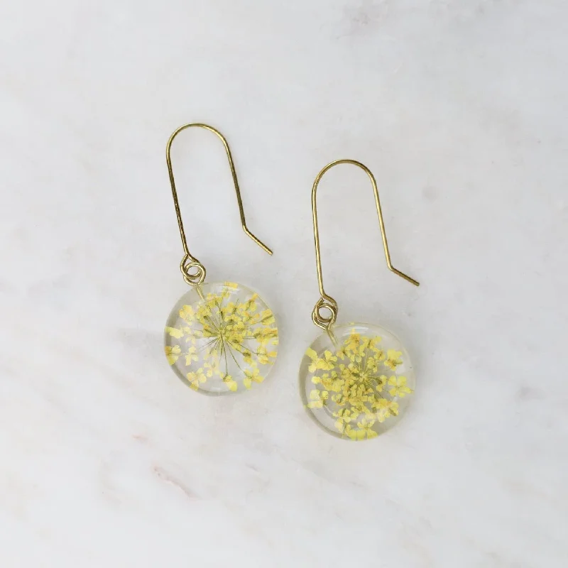 Botanical Small Full Moon Yellow Flower Earrings