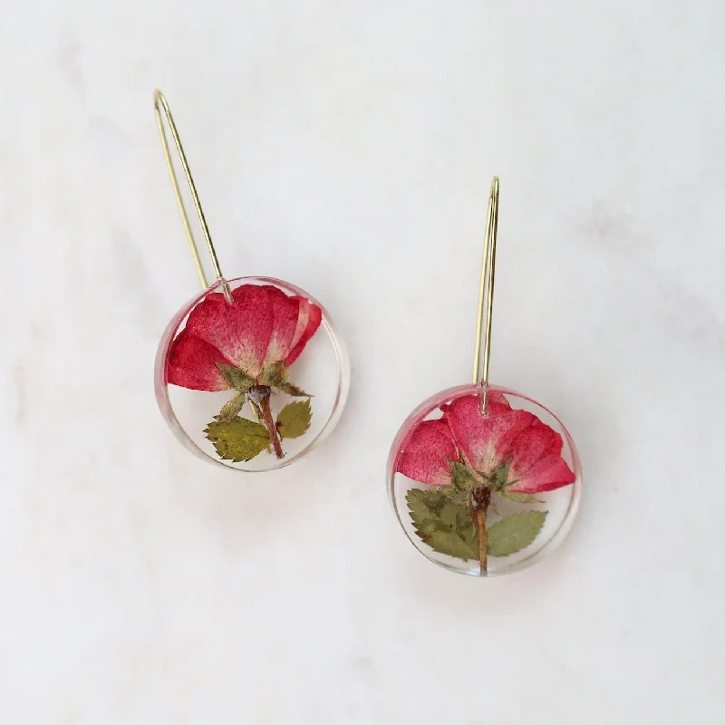 Botanical Full Moon Rose Bud Earrings