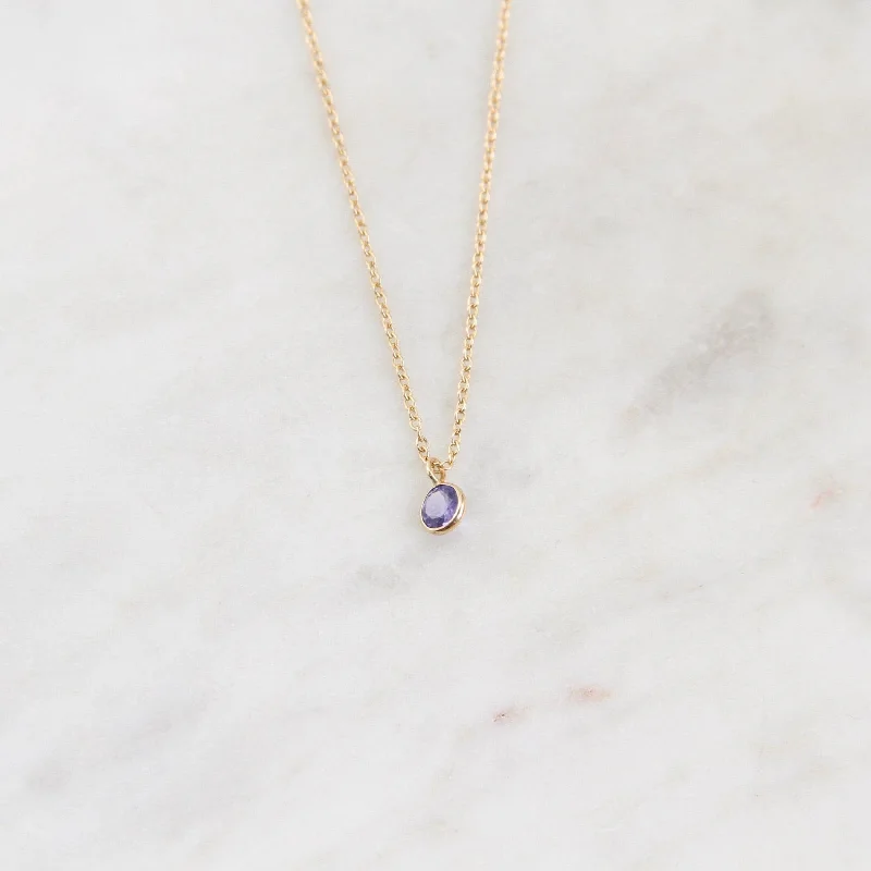 14k Tanzanite Solitaire Necklace