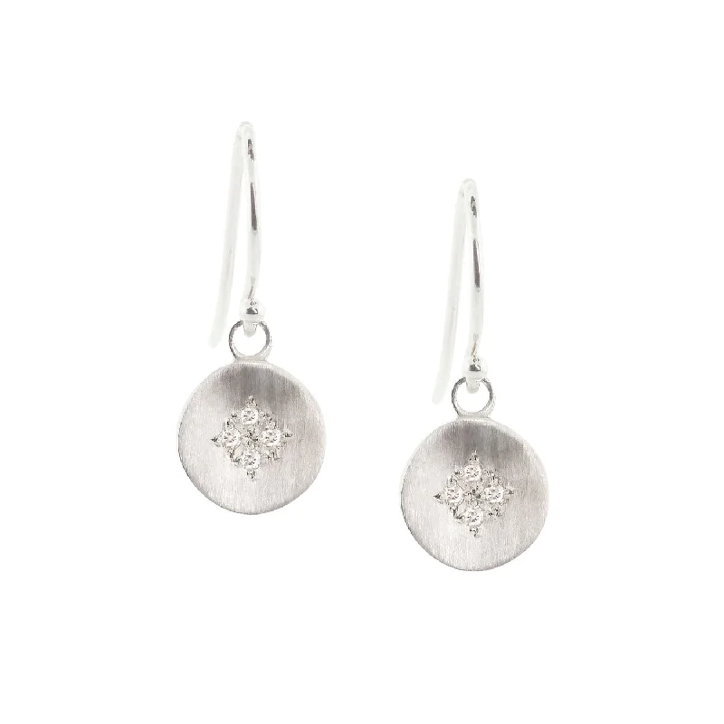 Four Star Wave Charm Earrings with Diamond